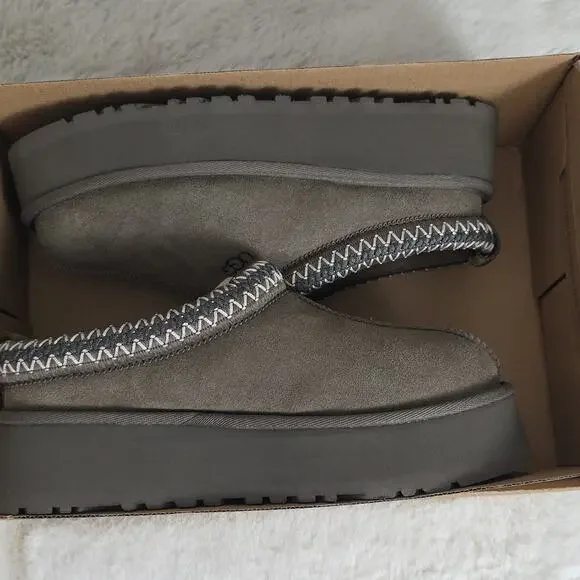 UGG Tazz Platform Slippers Hickory Brown Suede Women’s Size 7 New - Picture 10 of 16